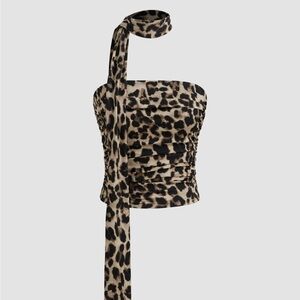 Leopard print ruched tube top with scarf ALL SIZES 0,2,4,6,8